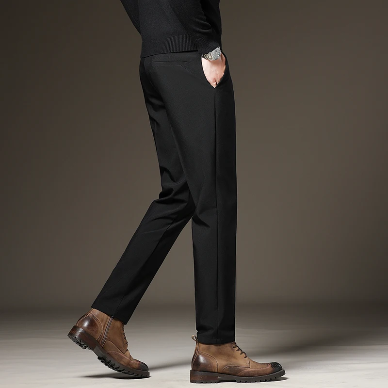 Iarna Oamenii Noi e Cald Gros Casual Pantaloni Fleece de Afaceri de Moda Negru Stretch Birou Slim Pantaloni de sex Masculin Brand Plus Dimensiune 40 42 3