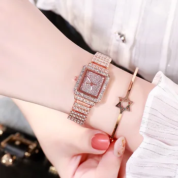 2020 Brand de Lux de Designer Unic: Ceas cu Diamante pentru Femei Doamnelor Aur Pătrat Ceas Analog Cuarț Ceas de sex Feminin Bayan Kol Saati