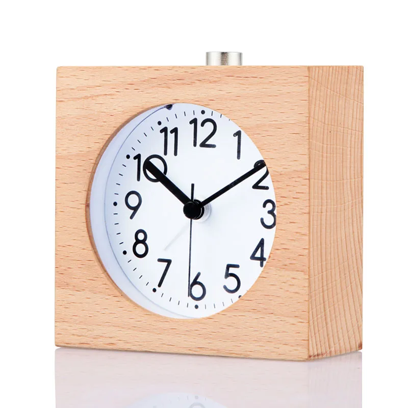Ceas din lemn de Amânare Noptiera Copii, Ceas Deșteptător Ac Circulară de Fundal Desktop Ceas Tăcut Lemn Nu Ticăie despertador WF 1