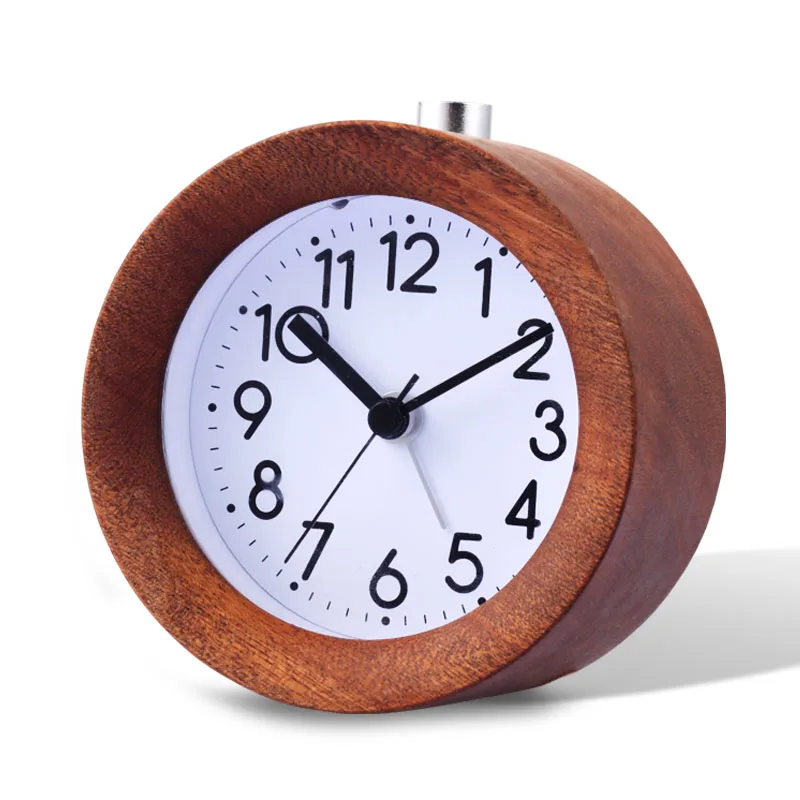 Ceas din lemn de Amânare Noptiera Copii, Ceas Deșteptător Ac Circulară de Fundal Desktop Ceas Tăcut Lemn Nu Ticăie despertador WF 2