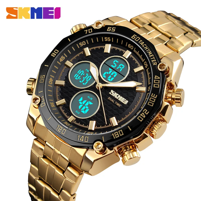 SKMEI Luxury Mens Ceasuri de Aur Cuarț Ceas Analogic Digital Sport Cronometru Alarmă Ceas Militar Impermeabil Casual CONDUS Ceas de mână 0