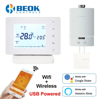 Beok BOT306RF-WIFI, Wifi fără Fir Termostat pentru Cazan de Gaz Inteligent Termostat Controler de Temperatura Suport de Start Google Alexa