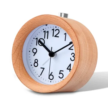 Ceas din lemn de Amânare Noptiera Copii, Ceas Deșteptător Ac Circulară de Fundal Desktop Ceas Tăcut Lemn Nu Ticăie despertador WF 0