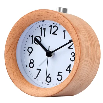 Ceas din lemn de Amânare Noptiera Copii, Ceas Deșteptător Ac Circulară de Fundal Desktop Ceas Tăcut Lemn Nu Ticăie despertador WF 3