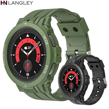 Curea silicon+Caz pentru Samsung Galaxy Watch 5 Pro 45mm Wachband Coajă de Protecție Galaxy Watch 5 Bărbați Sport Brățară Accesorii