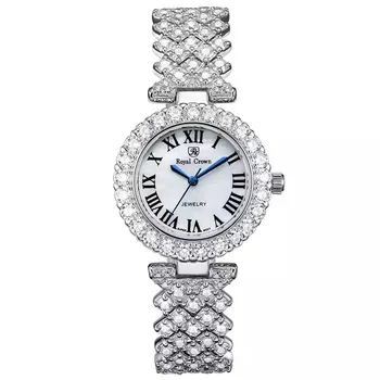 Elegant pentru Femei de Moda Plin de Cristale Bijuterii Ceasuri de Lux Stras Brățară Ceas Impermeabil Cuarț Roman Încheietura ceas Lotus