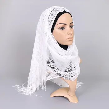 Esarfa Femei Tricou Femei Hijab Eșarfă Șal de Rugăciune pentru Biserica din Dantela, Voal Floral Ciucure Mantile, Voaluri Bisericii Pandantiv Eșarfe
