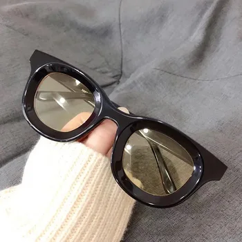 Moda Concav Rotund ochelari de Soare pentru Femei Brand Designer de Mici Ochelari de Soare Vintage Hip Hop Galben Albastru Punk UV400 Ochelari 0