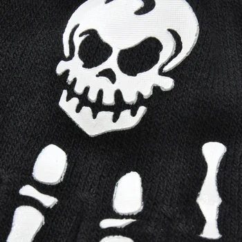 Noi Punk Manusi Unisex Halloween Schelet, Craniu Jumătate Degetul Mănuși De Strălucire În Întuneric Degete Stretch Tricot De Iarna, Manusi T38 5