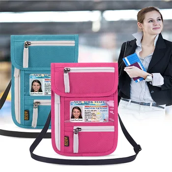 Noi RFID Pașaport ID Monedă Pungă de Călătorie Agățat de Gât Multi-Funcțional Document Geantă de mână de Femei Bărbați Capac de Protecție