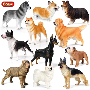 Oenux Simulare De Dimensiuni Mari Câini De Companie Animale Model Shiba Inu Bull Terrier Rottweiler Corgi Figurine Decor Acasă Jucărie Pentru Copii
