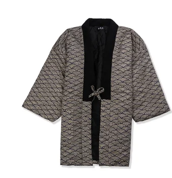 Stil Japonez De Sex Masculin Kimono Haori Gros De Iarna Groase De Bumbac-Sacou Captusit Cosplay Samurai Costume Barbati Solid Strat Afânat Palton