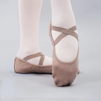 Stofa elastica Dans latino Formare Femeile Adulte Fata MenCow Pantofi de piele de Căprioară Moale Unic de Balet de Dans pentru Copii Pantofi de Formare en-Gros