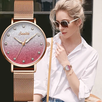 SUNKTA Femei Ceasuri de Top de Brand de Lux Impermeabil Ceas de Moda Doamnelor din Oțel Inoxidabil Ultra-Subțire Casual Ceas de mână Cuarț Ceas