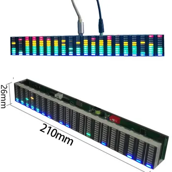 USB Stereo VU Meter Indicator de Muzică Analizor de Spectru 20 LED-uri de Afișare Nivel de Spectru Audio Lampa Kit 210x26x25mm