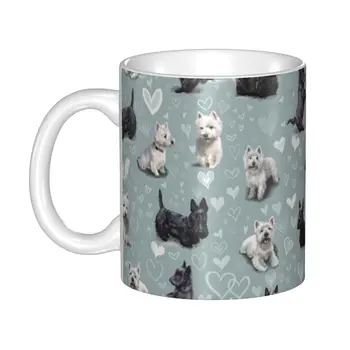 Westie Și Scottie Dog Cana de Cafea DIY Personalizate Scottish Terrier de Ceai din Ceramica Lapte Cana Cana Bărbați Femei de Muncă în aer liber Camping