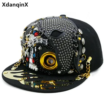 XdanqinX Noutate Personalitate Hip Hop Capac Pentru Barbati Femei Stil Punk Tendință De Refuz De Plat Capac Craniu Nit Frizură Decorate Iubitorii De Pălărie