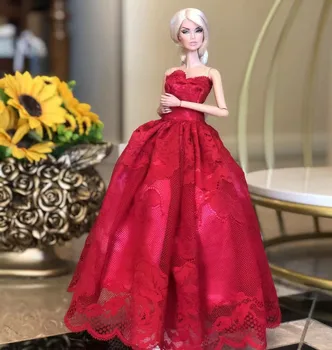 1/6 BJD Roșu Pe Umăr Florale Rochie de Mireasa Pentru Barbie Costume de Haine Pentru Papusa Barbie Haine Rochie de Seara Accesorii 11.5