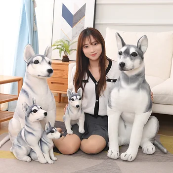 1 buc 30-90cm Mare Simulare Câine Jucărie de Pluș Umplute Realiste Câine Husky Puppy Papusa Copii Jucarii Moale Baieti Cadouri Decor Acasă 3