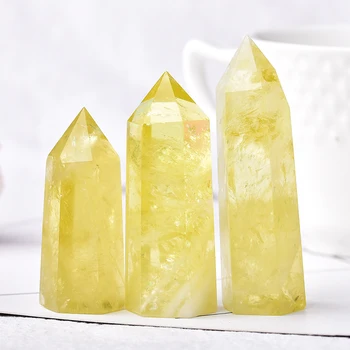 1 BUC Naturale Cristal de Citrin Decor Acasă Cuarț Punct Turn de Meditație Piatră de Vindecare 50-80mm Reiki Obelisc Bagheta de Piatră și DIY Cadou
