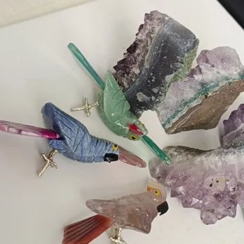 1 buc piatră prețioasă Naturale cristale sculptate pasăre Figurina ametist cluster de Cristal de Cuarț Papagal pentru decor acasă 4