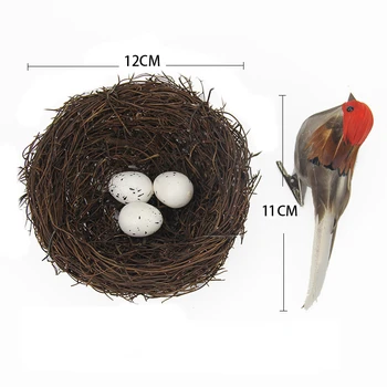 1 Set Realist de Păsări cu Pene cu Cuib și Păsări Ou, Artificiale Ambarcațiunile de Păsări pentru Petreceri în Grădină masina de Decor Acasă Ornamente 5