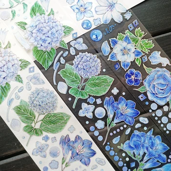 10 Metru Rola Albastru Strălucitor Flori de COMPANIE Bandă Washi Jurnalul Decor