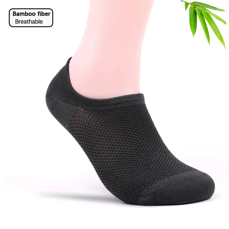 5Pairs Pack Mens No Show Socks Invizibil ochiurilor de Plasă Respirabil Low Cut Fibre de Bambus Sosete Pentru Barbati Cu Non-Alunecare Mânere