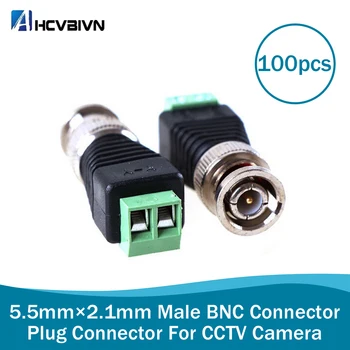 100buc Mini-Coaxial CAT5 de sex Masculin Conector BNC Pentru Camera CCTV Balun Video BNC Conector Adaptor