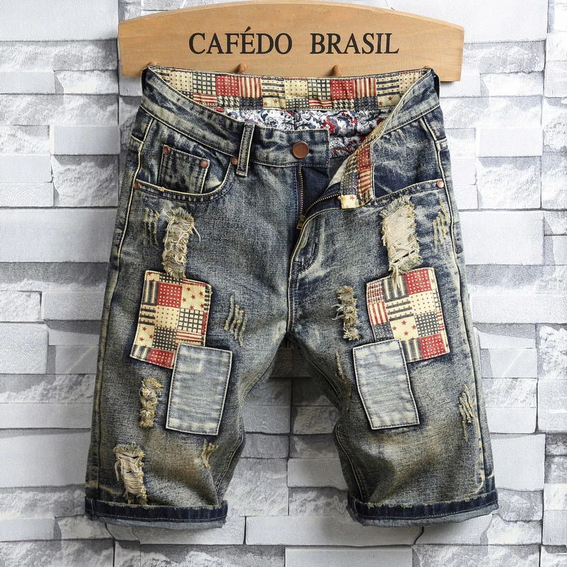 Blugi barbati Genunchi Lungime Epocă Rupt pantaloni Scurți de Vară Nou Brazilia Moda Streetwear Casual Slim Fit Denim Pant de sex Masculin Haine de Brand 2