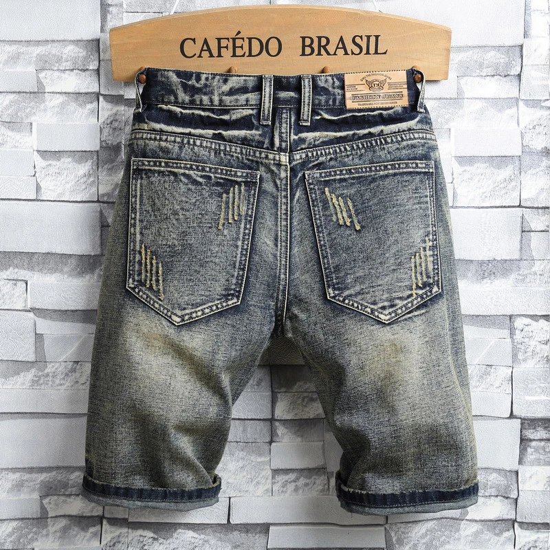 Blugi barbati Genunchi Lungime Epocă Rupt pantaloni Scurți de Vară Nou Brazilia Moda Streetwear Casual Slim Fit Denim Pant de sex Masculin Haine de Brand 3