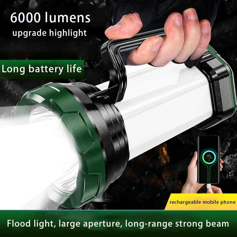 De mare Putere Lanterna Luminos în aer liber Portabil cu Rază Lungă de Iluminat USB Reîncărcabilă lumina Reflectoarelor Impermeabil Patrulă de Noapte, Proiector 2