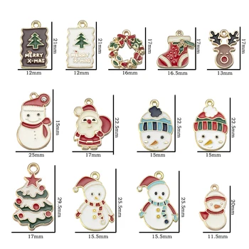 10buc Crăciun om de Zăpadă Email Farmec Drăguț Moș Crăciun Pentru a Face Bijuterii Cercei Pandantiv Colier Farmece Picătură DIY Accesorii 2