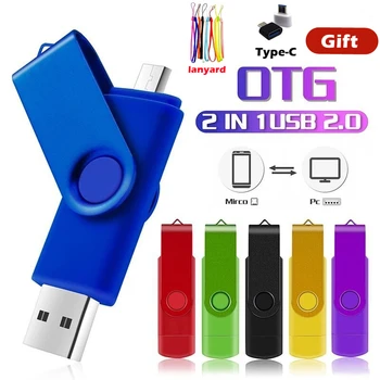 10BUC/LOT logo-ul Personalizat OTG USB Flash Drive 64g 32gb Drive 16gb USB 2.0 Pendrive 128g Stick USB Flash Drive pentru Android Smartphone