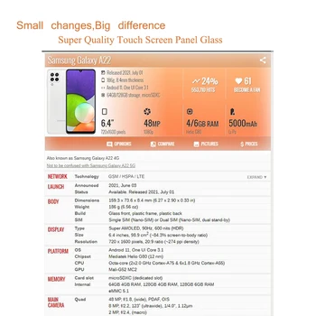 10buc/Lot Pentru Samsung Galaxy A22 4G A225 Ecran Tactil Frontal Exterior Panou de Sticlă LCD Lentile A22 5G A226 de Sticlă Cu Adeziv OCA 4