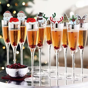 10BUC Nou Decor de Crăciun Pahar de Vin Pălărie Card de Farmec Vin Roșu, Șampanie Xmas Hat Card de Farmec Petrecere Decoratiuni de Vacanță