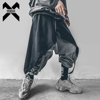 11 BYBB E ÎNTUNERIC Neregulate Hip Hop Bărbați Harem Pantaloni Fusta Harajuku Reglabil Streetwear Negru Plisată Șorț Gotic Pantaloni Jogger
