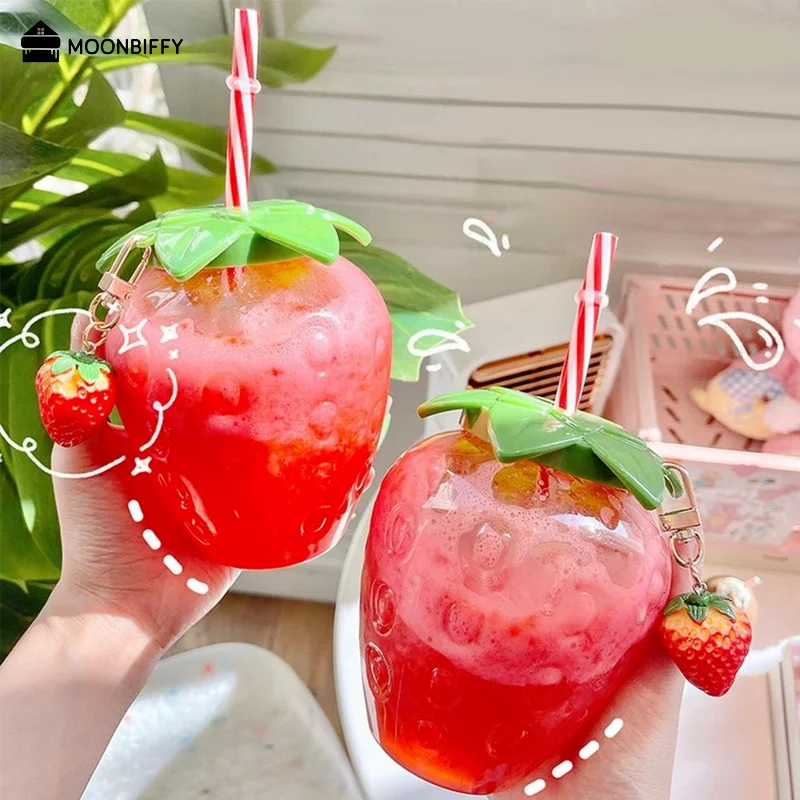 500ml de Vară Drăguț Ceașcă de Căpșuni Paie Sticla de Apa pentru Fete BPA FREE Desene animate Suc de Cafea cu Lapte Paie Cupa pentru Acasă Drinkware 1
