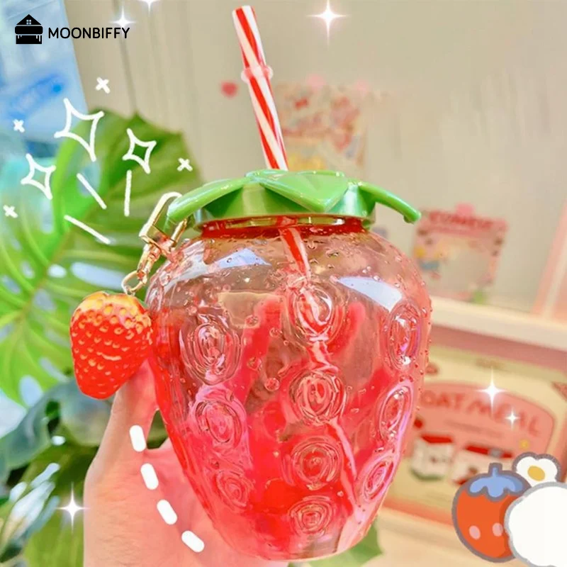 500ml de Vară Drăguț Ceașcă de Căpșuni Paie Sticla de Apa pentru Fete BPA FREE Desene animate Suc de Cafea cu Lapte Paie Cupa pentru Acasă Drinkware 3