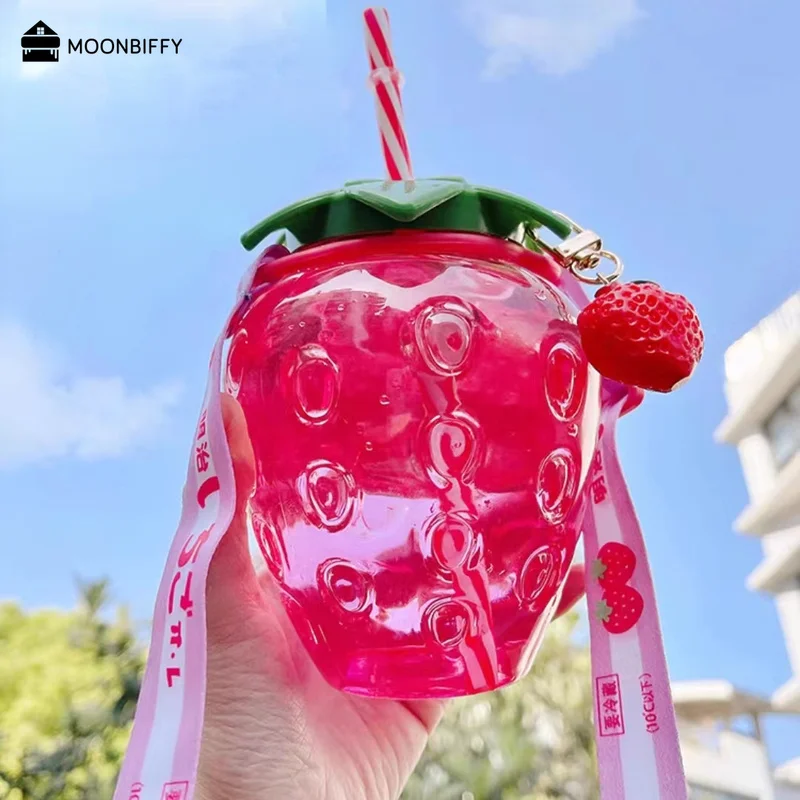 500ml de Vară Drăguț Ceașcă de Căpșuni Paie Sticla de Apa pentru Fete BPA FREE Desene animate Suc de Cafea cu Lapte Paie Cupa pentru Acasă Drinkware 4