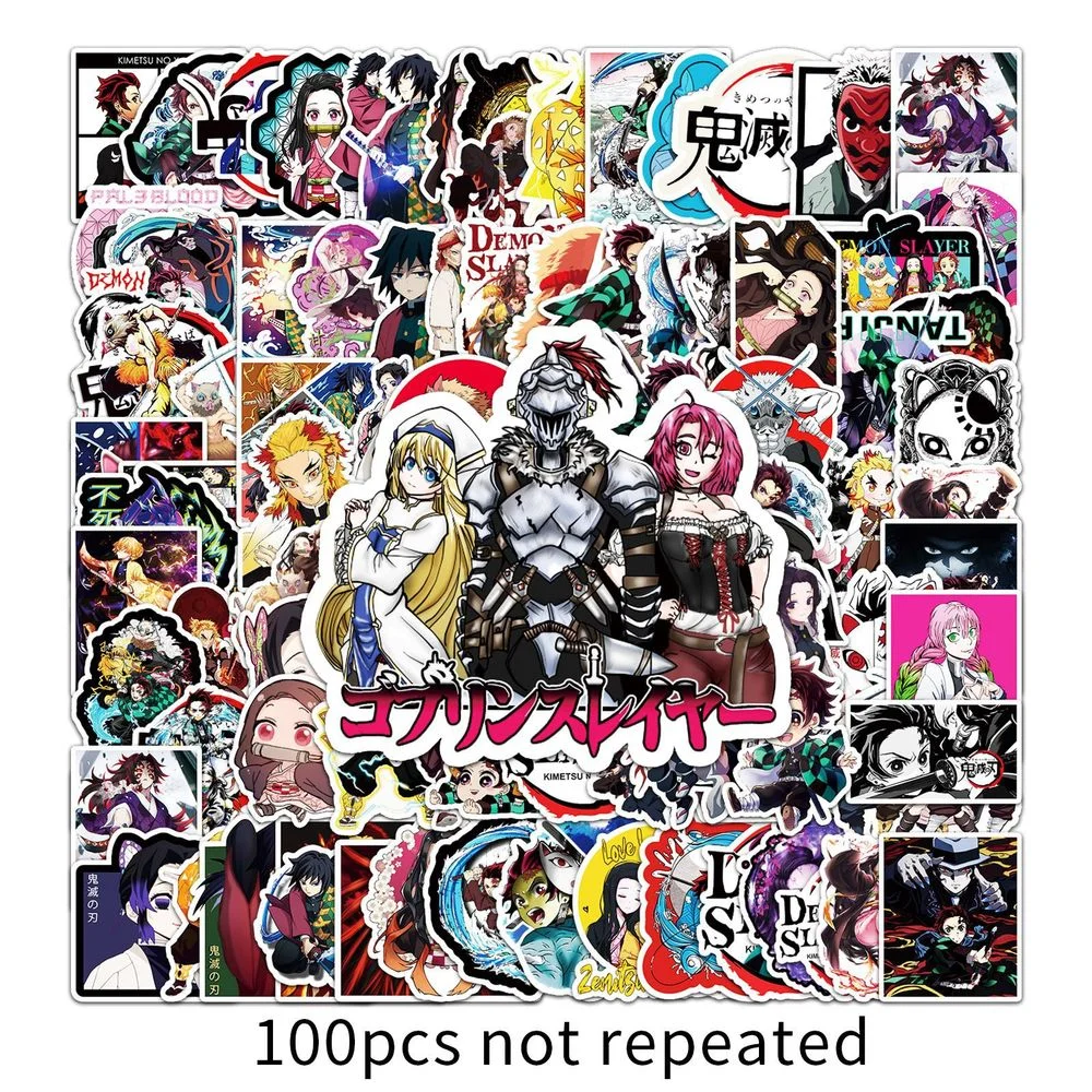 100buc/Set Anime Demon Slayer Graffiti, Stickere pentru Laptop Depozitare Biciclete, Închiriere de Skateboard Calculator rezistent la apa Decal Jucarii