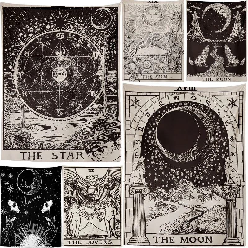 Calitate Mai Bună Lună Star Tapiserie De Perete Agățat De Astrologie, Divinație Cuvertură De Pat Saltea Plaja