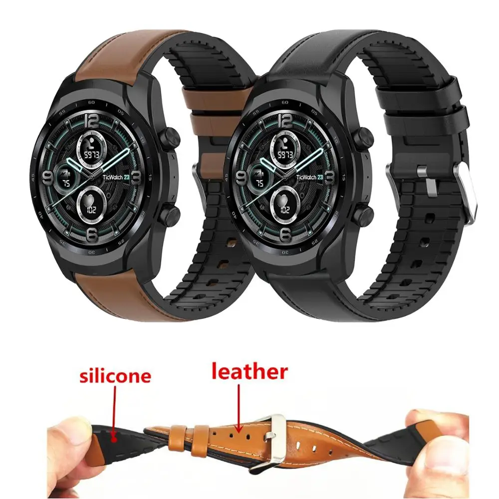 Curea din Piele Pentru Ticwatch Pro 3 GPS Banda de Silicon Pentru Ticwatch Pro X 4G/LTE 2020 GTX E2 S2 S Mens Înlocuire Brățară 0