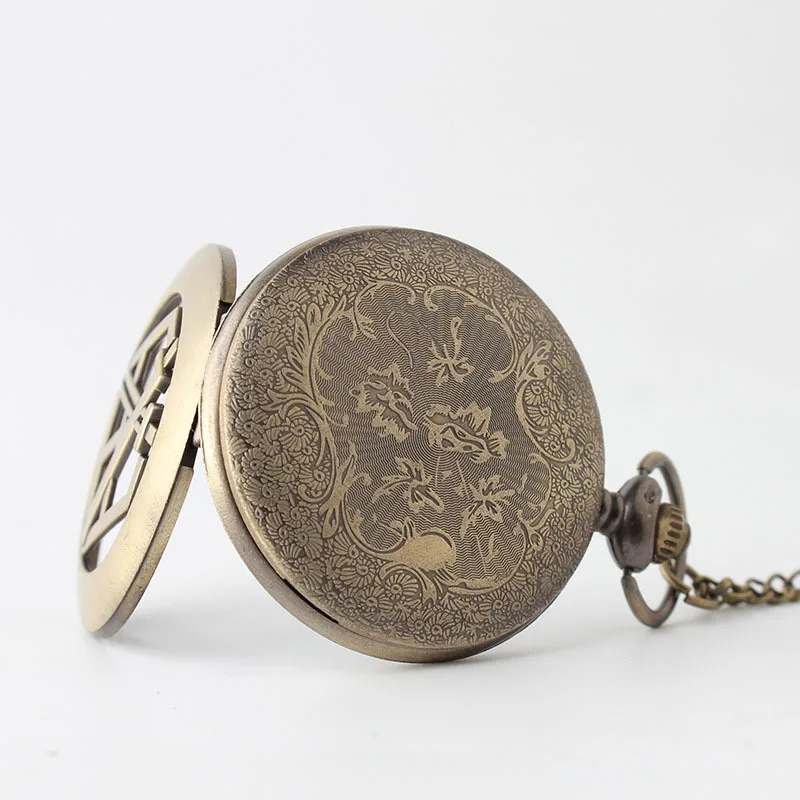 Clapeta de Schelet Ceas de Buzunar de Colectie Vintage steampunk Cuarț Buzunar&Fob Lanț de Ceasuri Pentru Barbati, Femei Lanț mai Bune Cadouri reloj 3