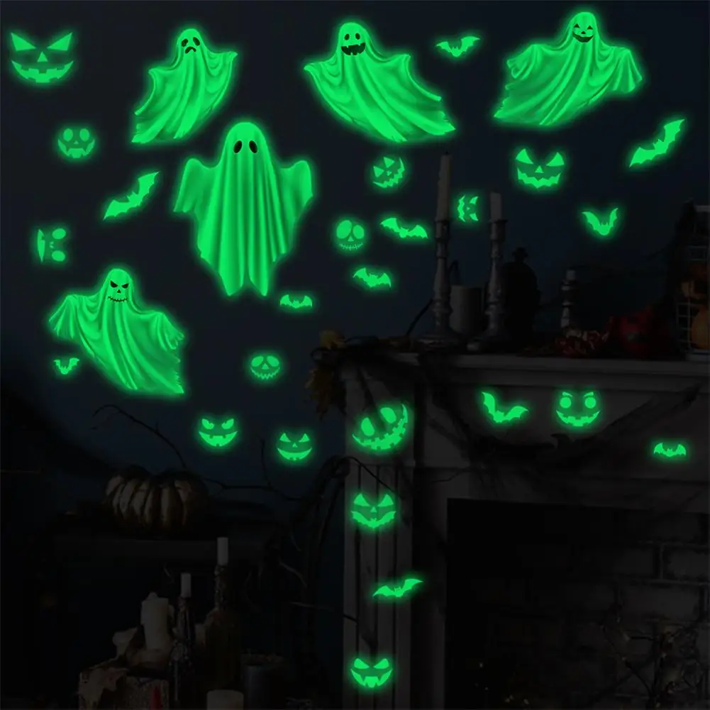 3pcs Luminoase Autocolante de Perete Pentru Decor de Halloween Impermeabil Amuzant Bat Decalcomanii de Perete Tapet Pentru Petrecere cu Tema Casa si gradina 0