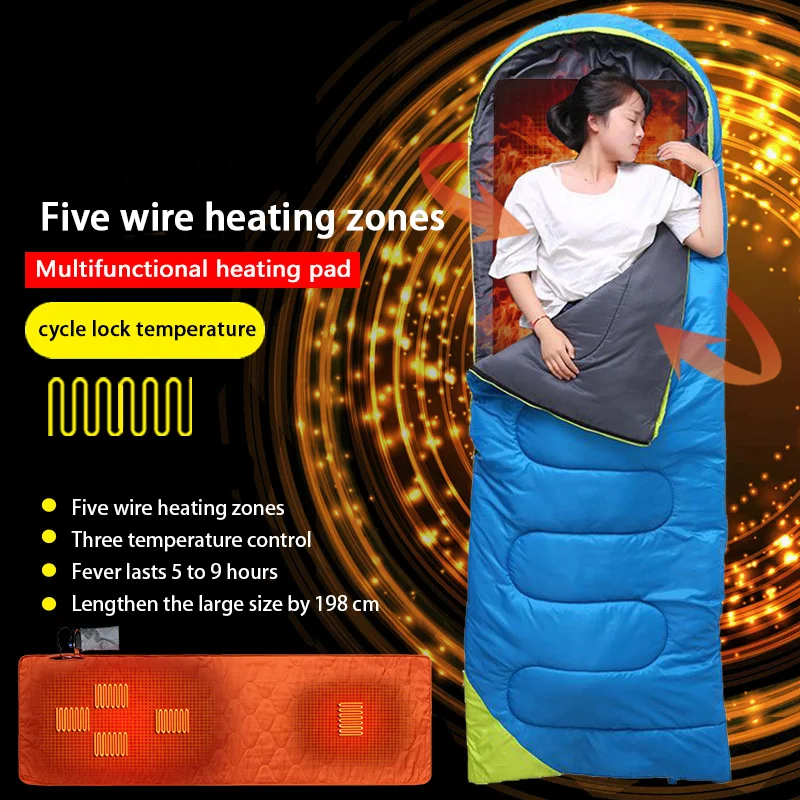 USB Încălzire Sac de Dormit Pad Cald Electrice Temperatură Reglabilă în aer liber Echipament de Camping Perna de Iarnă Cort Termică Mat 0