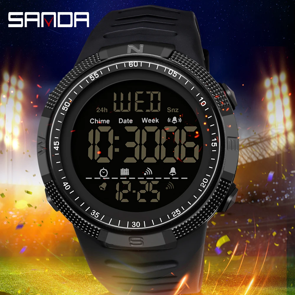 SANDA Moda Simplu ceas Sport Barbati Ceasuri Militare Ceas cu Alarmă cu LED-uri Impermeabil Ceas Digital Relogio Masculino 1