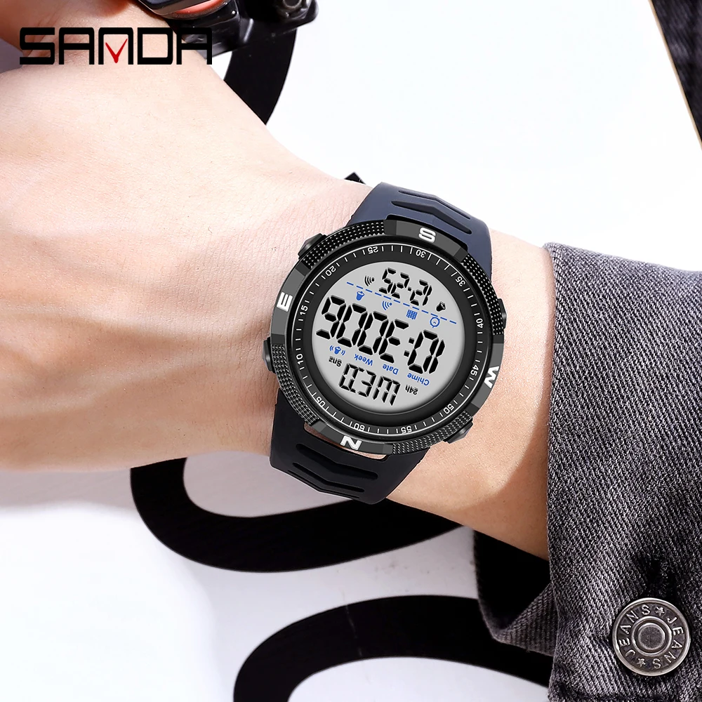 SANDA Moda Simplu ceas Sport Barbati Ceasuri Militare Ceas cu Alarmă cu LED-uri Impermeabil Ceas Digital Relogio Masculino 4