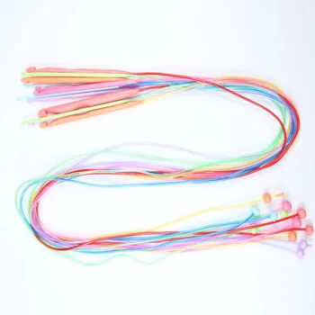 12 BUC Plastic Flexibil Afgan Tunisian Covor croșete, Ace de Tricotat Ac Multicolor Croșetat KnittingTools 3.5 mm-12mm