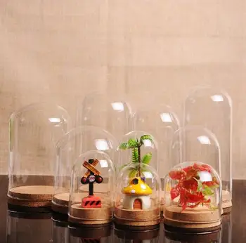 12 x Goale din Sticlă Clară Cloche Bell Jar Caz de Afișare cu Runda Bază de Plută pentru Nunta DIY Asortate Dimensiune